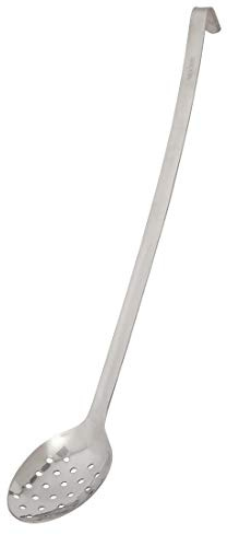 Vogue Long Stainless Steel Perforated Scoop Serving Spoon, Length: 455mm / 18 inch, Dishwasher Safe, Ergonomically Designed Hooked Handle for Storage, Commercial Restaurant or Home Kitchen Use | M966