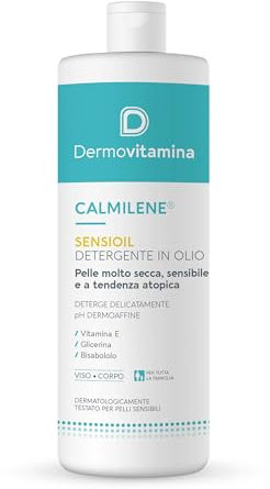 Dermovitamina Calmilene Sensioil - Olio Detergente Viso e Corpo - con Calmilene e Vitamina E - Olio Doccia - Pelle Delicata, Sensibile o Soggetta a Irritazione - 500 ml