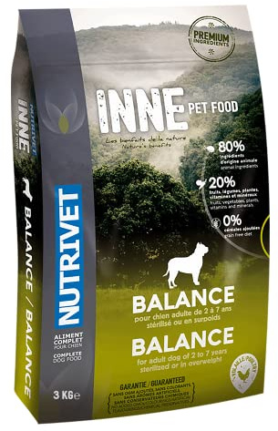 NUTRIVET - INNE CHIEN BALANCE - Crocchette senza cereali - Cane adulto sterilizzato o sovrappeso - Pollame - 80% ingredienti di origine animale - 3 kg