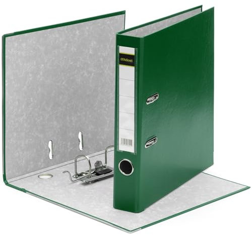 MIDORI Ordner PP-Color aus Kunststoff | 4er Pack Aktenordner 5 cm breit im DIN A4 Format in Grün | Schmaler Briefordner Ringordner mit austauschbarem Rückenschild