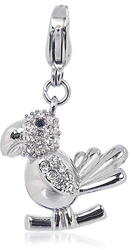 Nobel Charm Papagei Markenkristalle Silber Anhänger Karabiner SCHMUCK