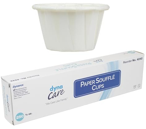 Dynarex .75oz Disposable Paper Souffle Cups - Small Paper Cups for Pills, Dispensing Condiments, Tasting Samples - 250-Pack Box