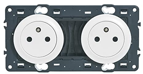 LEGRAND - Prise Electrique Double avec Terre Précâblée Céliane Surface - Prise Affleurante avec Socle Rétractable - Blanc