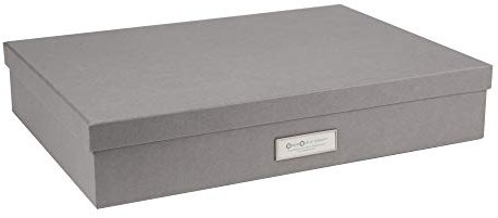 BIGSO SVERKER Dokumentenbox für Unterlagen im A3-Format – Schreibtischablage mit Deckel und Griff – Aufbewahrungsbox aus Faserplatte und Papier – grau