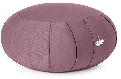 Lotuscrafts ZEN Cojín de meditación tipo zafu de algodón orgánico con certificación GOTS, berenjena
