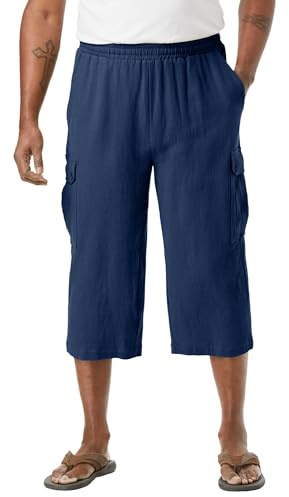 KingSize Men's Big & Tall Gauze Cargo Judo Shorts - Big - 2XL, Navy
