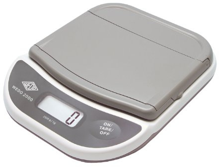 Wedo 502000 Échelles de lettres et de colis électroniques (avec plaque à rabats 2000g / 1g) blanc / gris