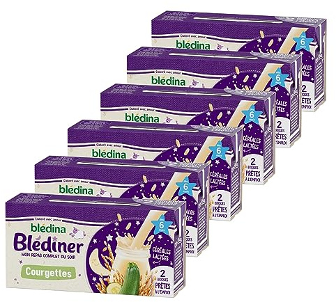 Blédina - Blédîner - Briques pour le Dîner de Bébé - Céréales Lactées Courgettes - dès 6 Mois - 12 briques de 250ml