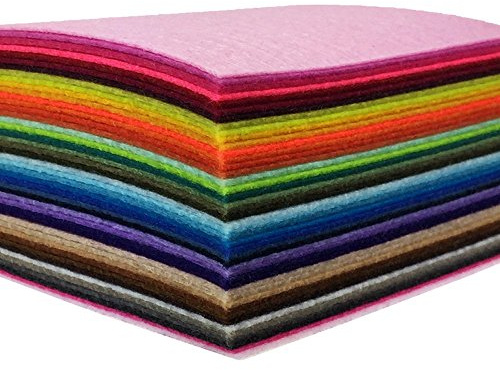 flic-flac 44PCS Assorted Color Felt Fabric Sheets Patchwork Sewing DIY Craft 1mm Thick (10 x 10 cm)