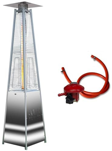 Marko Outdoor Quartz Pyramid Patio Heater 13KW Glass Flame Tube Stainless Steel Patio Space Heater 227cm
