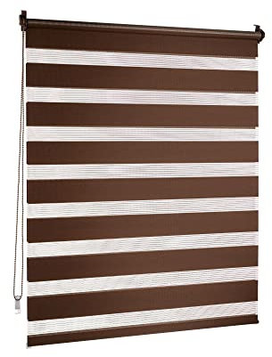 Victoria M. Doppelrollo Klemmfix ohne Bohren, 110 x 150cm (BxH) Dunkelbraun, Rollo Fensterrollo lichtdurchlässig & verdunkelnd,Duo-Rollo Klemmmontage Zebrarollo für Fenster & Türen
