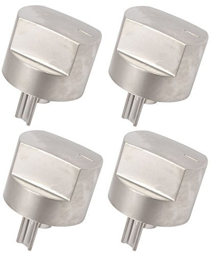 SPARES2GO Kontrollknapp omkopplare & axel för käpp ugn spis platta (silver, förpackning med 4)