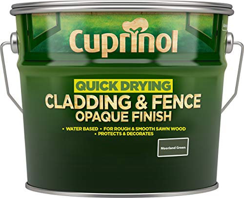 New 2017 Cuprinol Quick Drying Cladding & Fence Opaque Moorland Green 10 Litres