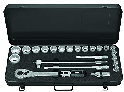 MATADOR Steckschlüsselsatz | 1/2 Zoll Knarrenkasten 23-teilig | Werkzeugkasten Metall | Steckschlüssel 12-kant | mit Z90 Ratsche 1/2 Zoll | MATADOR Werkzeug Nr. 41149231