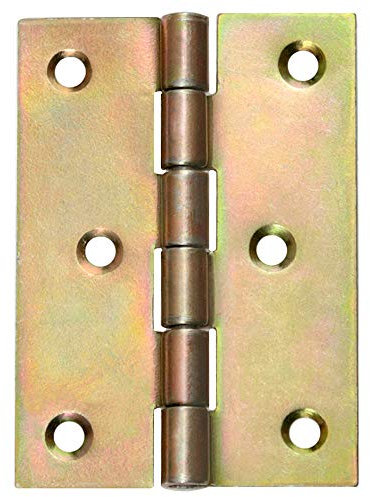 8 Gerollte Scharniere Türscharniere halbbreit Retro 80 x 60 mm Gelb Verzinkt