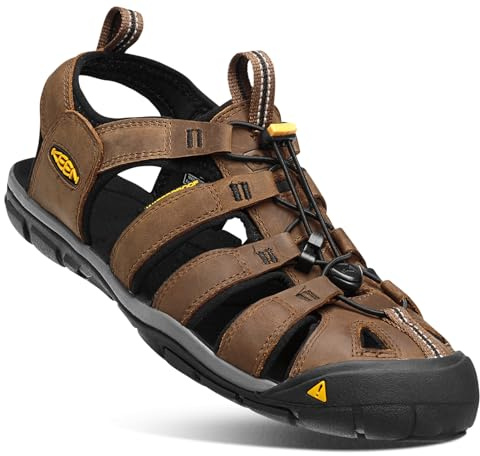 KEEN Herren Clearwater CNX Leather Sandalen, Dark Earth/Black, 39.5 EU
