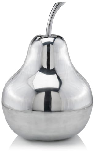Modern Day Accents 3663 Pera XL Polished Pear, Fruit Decor, Gifts, Tabletop, Silver Home Decor Centerpiece, Room Aesthetic, Office Desk Sculpture, 11 L x W 16.5 H