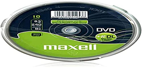 Maxell DVD 8,5 GB. GRABABLE. Doble Capa. TARRINA 10 Unidades. 4X