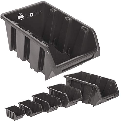 5 Stück Sichtlagerboxen Größe 6 - schwarz (39 x 24 x 18 cm)