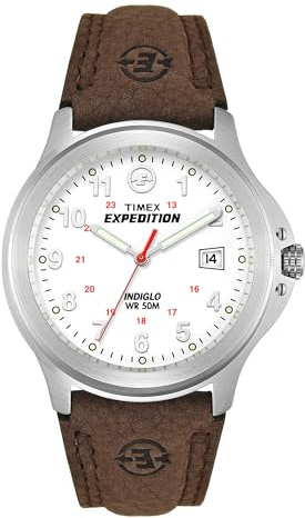Timex Men's T44381 Expedition Metal Field Brown Leather Strap Watch