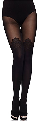 Merry Style Damen Strumpfhose mit Muster Overknee Optik MS 389 60 DEN(Schwarz, XL (44-48))