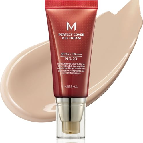 MISSHA M Perfect Cover BB Cream No.23 Natural Beige -Light/Medium with Cool/Neutral Undertone SPF 42 PA +++ 1.69 Fl Oz - Tinted Moisturizer for face with SPF