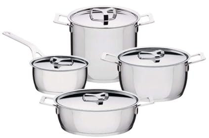 Alessi 7-Piece Pots and Pans Set, Silver