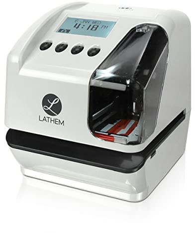 Lathem Time Company Electronic Multi-Line Time, Date and Numbering Document Stamp, Clear, Gray, 7.1 x 6.1 x 7