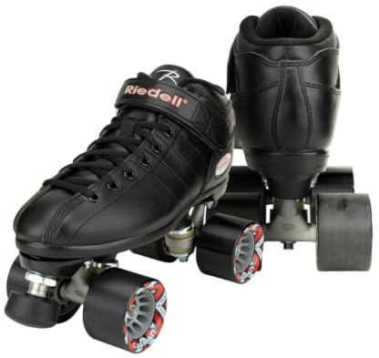 Riedell R3 Roller Skates for Men and Women - Ultra-Durable Indoor Quad Skate with Sonar Cayman Wheels, Nylon Plate, and Precision Fit, Roller Skates, Black - 13