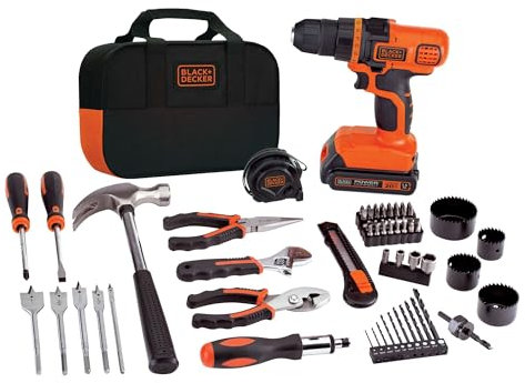 BLACK+DECKER 20V Max Drill & Home Tool Kit, 68 Piece (LDX120PK)
