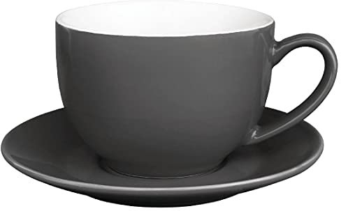 Olympia Cafe Cappuccino Cups Charcoal 340Ml 12Oz Porcelain Coffee Milk Jugs 12pc