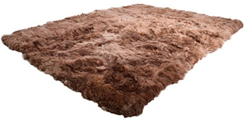 Naturasan designer eko fårskinn lamppmatta, högblor, långfärgad, retro, Flokati skimrande matta hus på landet 150x200 Camel / Mittelbraun