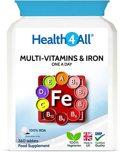 Health4All Multivitamins & Iron 360 Easy to Swallow Tablets, One a Day 1 Year Supply with 100% RDA of Iron and Vitamins | Supports Immune System and Overall Health of Men & Women | Made in UK
