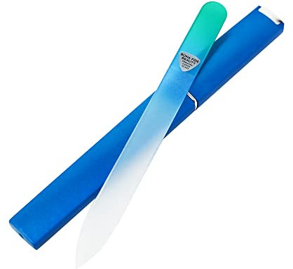 Lima per unghie in vetro con custodia, 1 pezzo, regalo di lusso per donne (Aqua), lima per unghie in vetro Bona Fide Beauty per unghie naturali