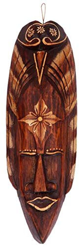 Kunsthandwerk Asien Maske bemalt 30 cm, Holz-Maske aus Bali, Wandmaske