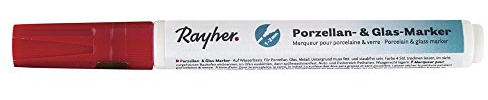 Rayher 38709286 porslins- och glasmarkeringspenna, 1–2 mm, kirsröd