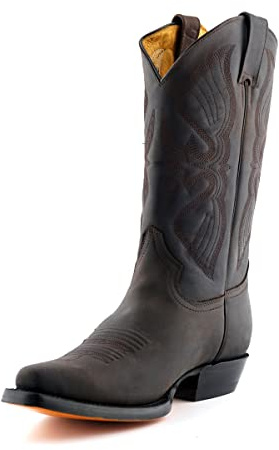 Grinders Louisiana Uomo Cowboy Stivali, Marroneee, Taglia 42