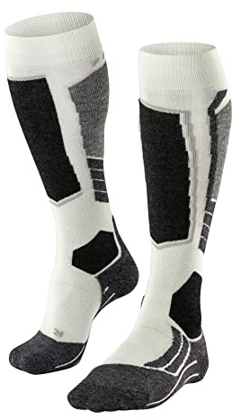 FALKE Damen Skisocken SK2 Intermediate W Kh Wolle Funktionsmaterial warm dick 1 Paar, Weiß Off-White 2040, 41-42