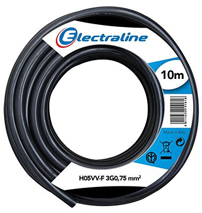 Electraline 11641 Couronne de Cable H05 VV-F 3G0,75 10M Noir