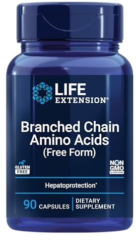 Life Extension Branched Chain Amino Acids (BCAAs), leucine, isoleucine, valine, Promotes Muscle Recovery After Exercise, Gluten-Free, Non-GMO, 90 Capsules