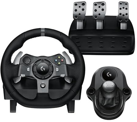 Logitech G920 Racing Lenkrad + Logitech Driving Force Shifter Schalthebel für G920 und G29, Xbox One