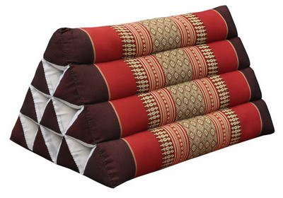 Wilai Kapok Thaikissen, Yogakissen, Massagekissen, Tantrakissen, Strandkissen, Meditationskissen - Rot/Weinrot (Dreieck 52x30x34)