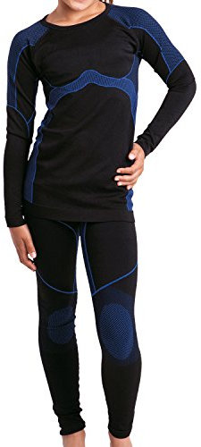 Gomati Kinder Thermo Unterwäsche Set - Seamless - Blau 146-152