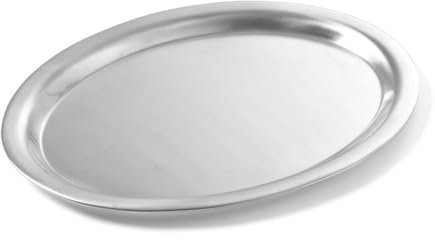 HENDI Serviertablett, Tablett, Kaffeetablett, oval, Geschirrspülmaschinengeeignet, satiniertes Finish, 285x220x(H) 11mm, Edelstahl
