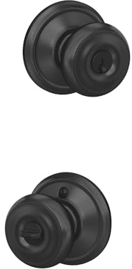 Schlage F51A GEO 622 Georgian Door Knob, Keyed Entry Lock, Matte Black