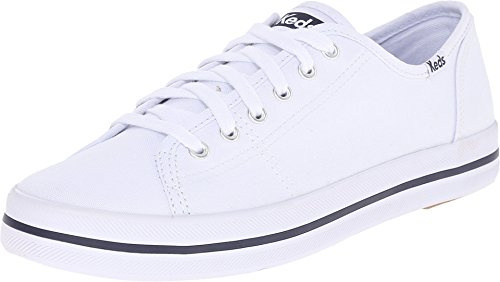 Keds Kickstart Lace Up, Sneaker Womens, White Canvas, 8 Medium