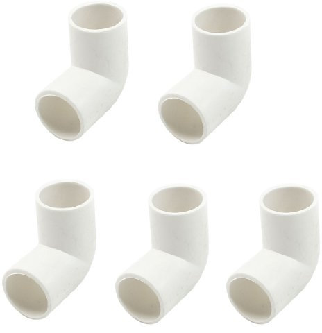 sourcing map 5 Pcs 20mm Inner Diameter 90 Degree Elbow PVC Pipe Connectors White,41 x 41 x 23mm(LxWxD)