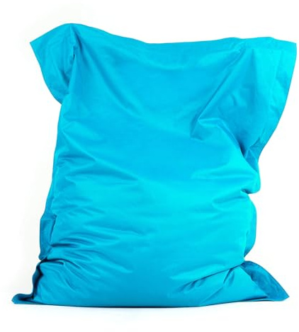 Bean Bag Bazaar Giant Bean Bag, Aqua Blue, Water Resistant Fabric, Floor Cushion, Beanbag for Indoor and Outdoor Use, Bean Bag with Filling Included, 180cm x 140cm, Gaming, Living Room, Garden