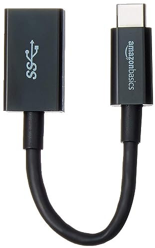Amazon Basics Câble adaptateur femelle USB 3.1 USB-C vers USB-A, haut débit 5 Gbit/s, certifié USB-IF, pour ordinateurs portables, tablettes, téléphones (iPhone 16/15), noir