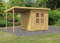 Karibu Gartenhaus Merseburg 4 | Gerätehaus mit 14 mm Wandstärke | 1,66 Meter langes Anbaudach ECO | Doppeltür | Schuppen: 4,5 m² Grundfläche | Steck-/Schraubsystem | Naturbelassen | 390 x 236 x 220 cm